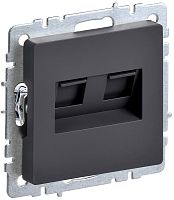 Розетка компьютерная без рамки IEK Brite РК10-2-БрГ 2-м. RJ45+RJ45 5e графит картинка
